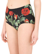 High-waisted bikini bottoms with rose print -  | Dolce &amp; Gabbana