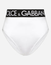 High-waisted satin briefs with branded elastic -  | Dolce &amp; Gabbana