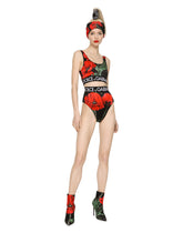 High-waisted satin briefs with poppy print -  | Dolce & Gabbana