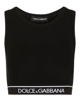 Fine-rib jersey top with branded elastic -  | Dolce &amp; Gabbana