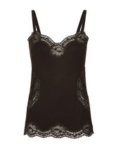 Wool jersey lingerie top with lace inlays -  | Dolce & Gabbana
