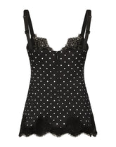 Top lingerie in silk with polka dot print and lace -  | Dolce &amp; Gabbana