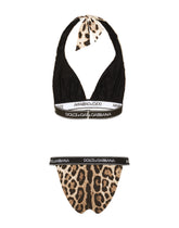 Leopard-print bikini with branded elastic -  | Dolce &amp; Gabbana
