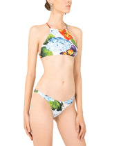 Hydrangea-print bikini with halterneck bikini top -  | Dolce & Gabbana
