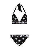 Triangle bikini with all-over DG logo print -  | Dolce &amp; Gabbana