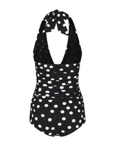 Polka-dot print one-piece swimsuit with plunging neckline -  | Dolce &amp; Gabbana