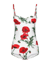 Poppy-print balconette one-piece swimsuit -  | Dolce & Gabbana