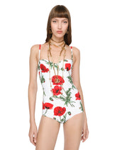 Poppy-print balconette one-piece swimsuit -  | Dolce & Gabbana