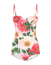 Camellia-print balconette one-piece swimsuit -  | Dolce & Gabbana