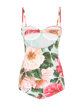 Camellia-print balconette one-piece swimsuit -  | Dolce & Gabbana
