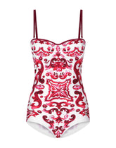 Majolica-print one-piece swimsuit -  | Dolce & Gabbana