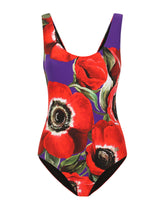 Racing swimsuit with anemone print -  | Dolce & Gabbana