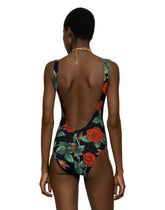 Rose-print one-piece swimsuit -  | Dolce & Gabbana