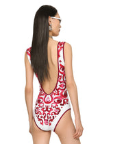 Majolica-print racing swimsuit -  | Dolce & Gabbana