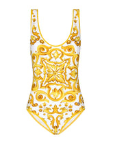 Majolica-print racing swimsuit -  | Dolce &amp; Gabbana