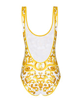 Majolica-print racing swimsuit -  | Dolce &amp; Gabbana