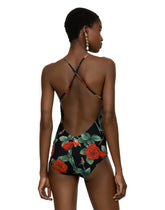 Rose-print one-piece swimsuit -  | Dolce & Gabbana