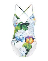 Hydrangea-print one-piece swimsuit -  | Dolce & Gabbana