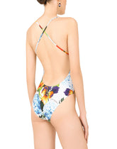 Hydrangea-print one-piece swimsuit -  | Dolce & Gabbana