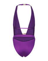 One-piece swimsuit with plunging neck and belt -  | Dolce & Gabbana