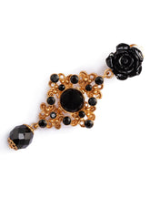 Clip-on drop earrings with roses and stones -  | Dolce & Gabbana