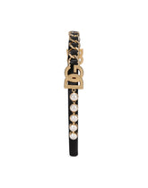 Satin headband with DG logo and rhinestones -  | Dolce & Gabbana