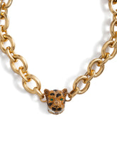 Chain choker necklace with leopard in crystal pavé -  | Dolce &amp; Gabbana