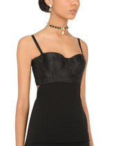 Choker with DG logo, pearl pendant and leather details -  | Dolce & Gabbana