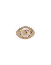Ring with mother-of-pearl accent and DG logo -  | Dolce &amp; Gabbana