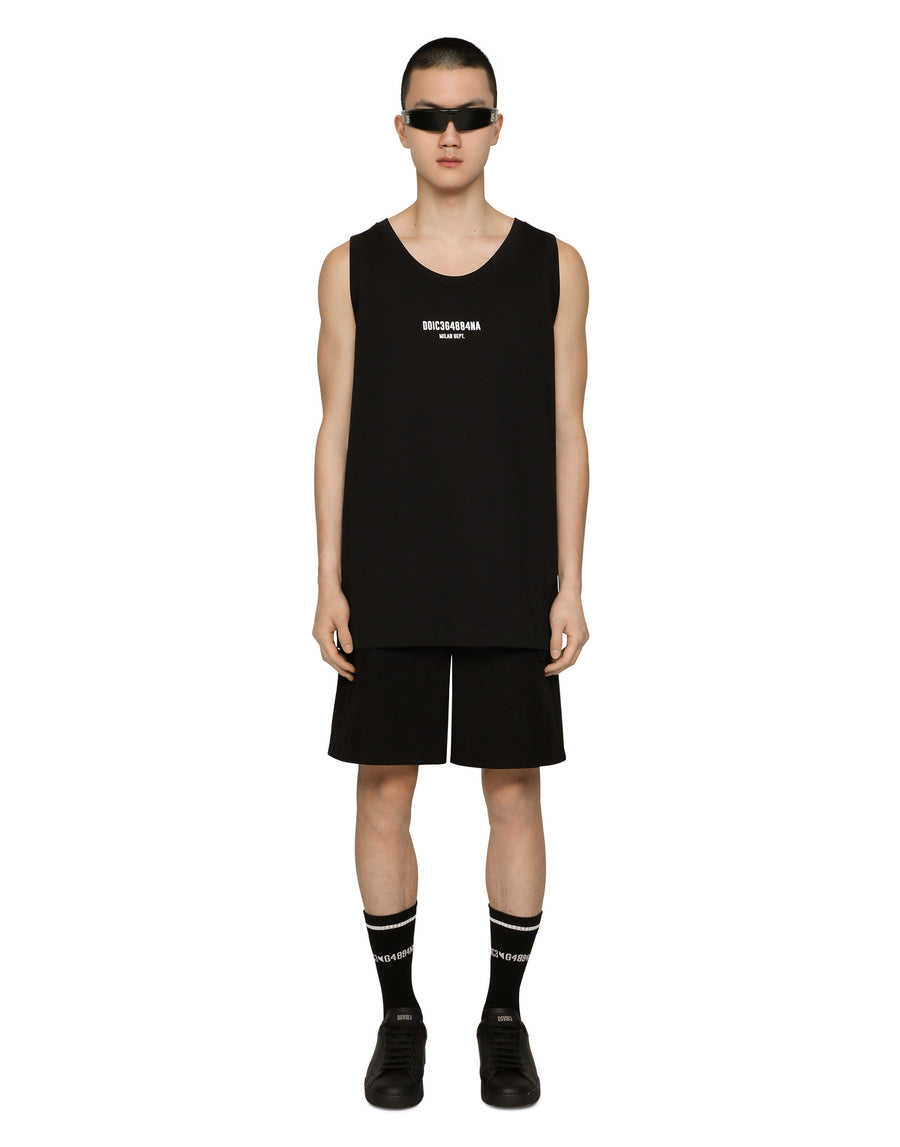 Printed cotton jersey singlet with DGVIB3 patch