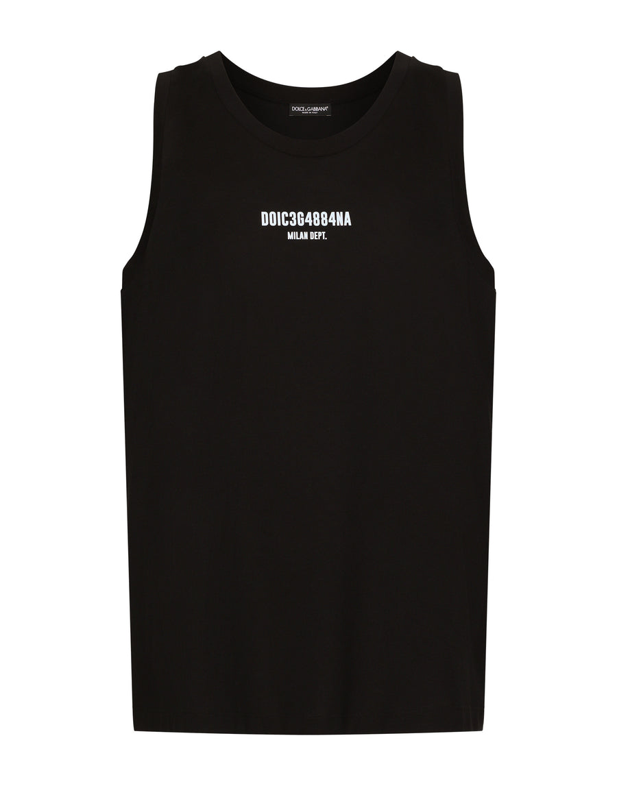 Printed cotton jersey singlet with DGVIB3 patch