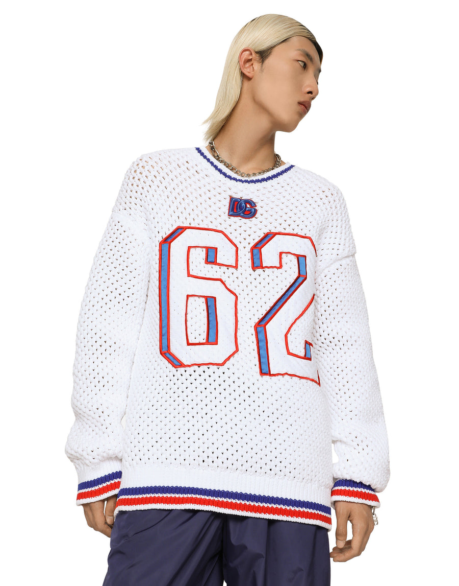 Round-neck technical sweater with DG patch