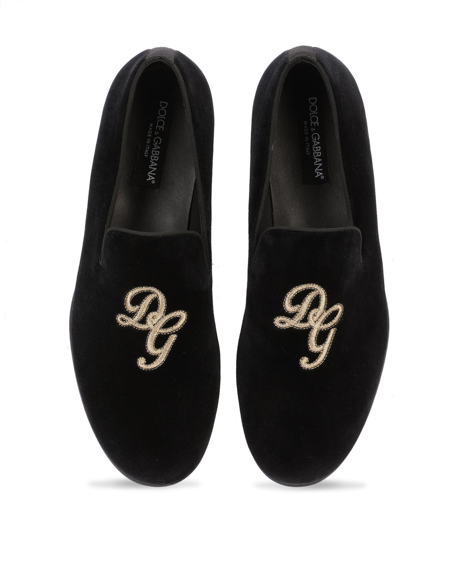 Velvet loafer with logo