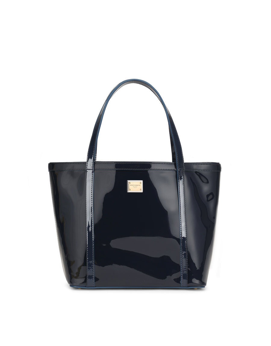 Solid-coloured varnished shopper bag