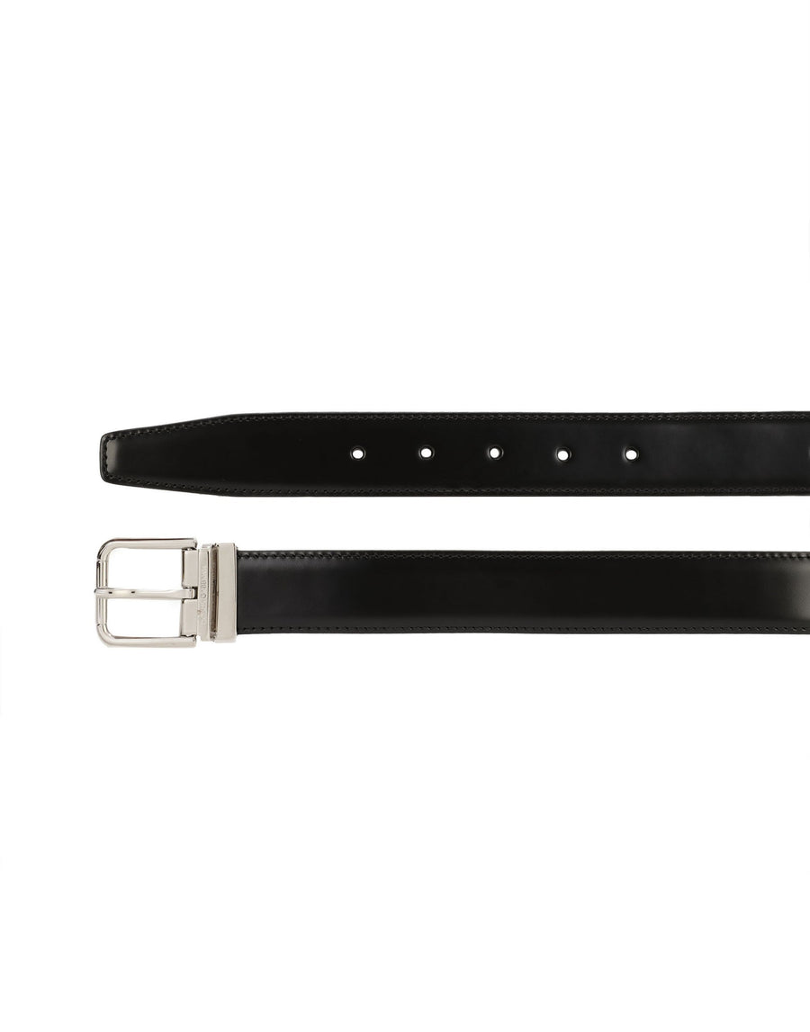 Solid-coloured smooth leather belt