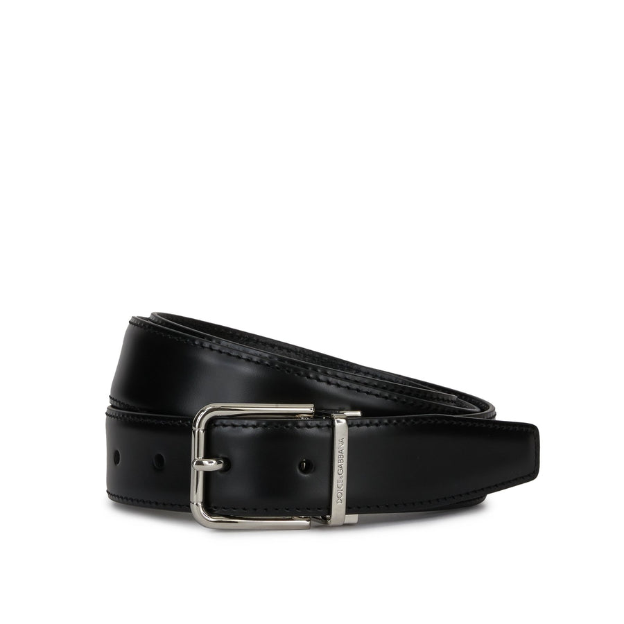 Solid-coloured smooth leather belt