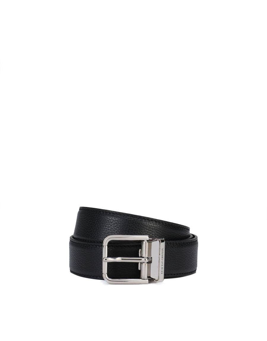 Solid-coloured hammered leather belt