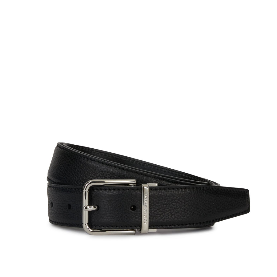 Solid-coloured hammered leather belt