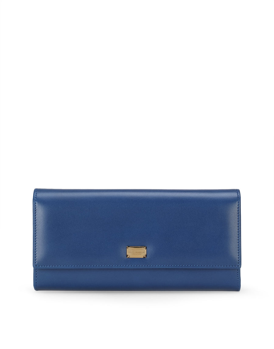 Wallet in solid-coloured smooth leather