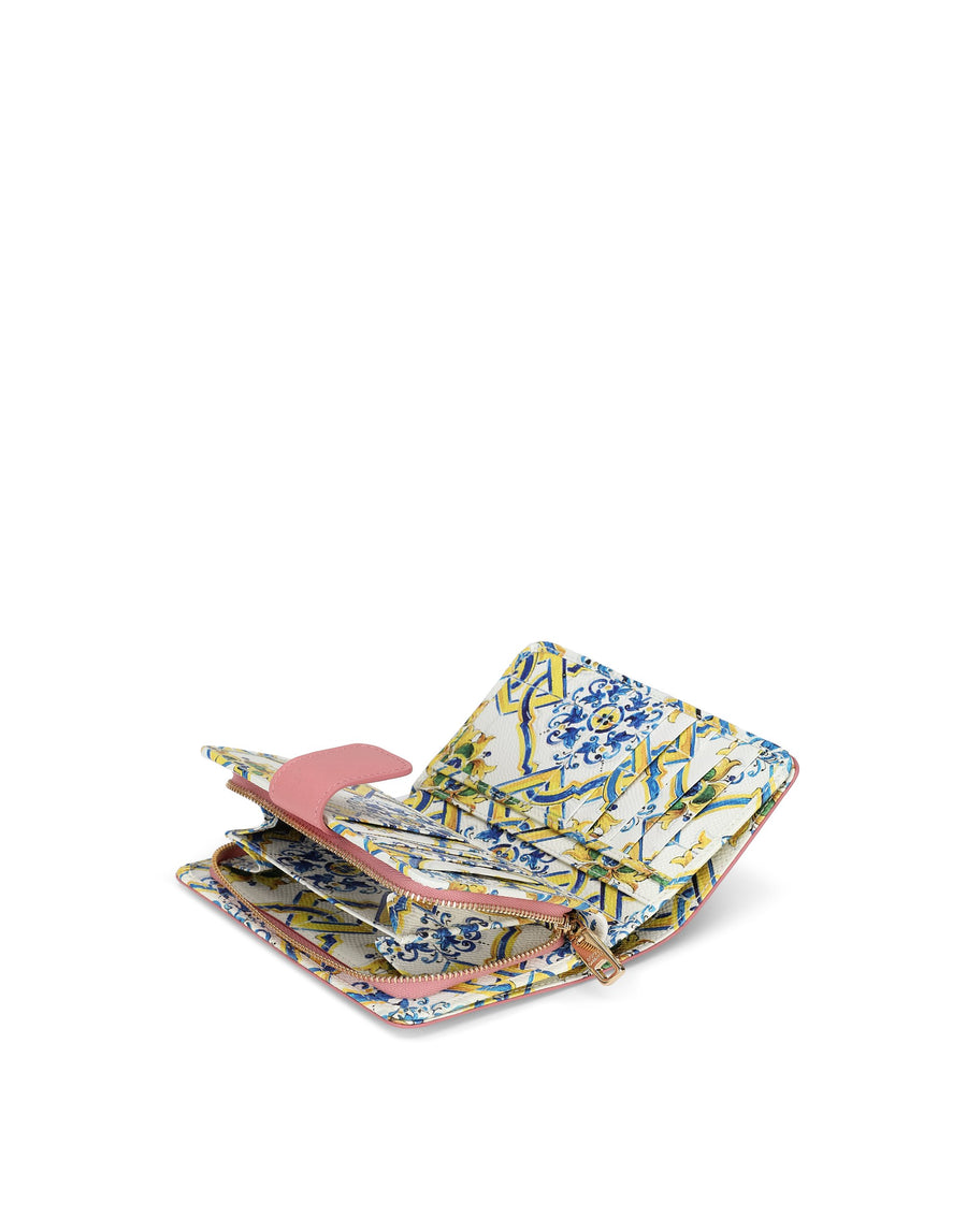 Leather wallet with majolicas print