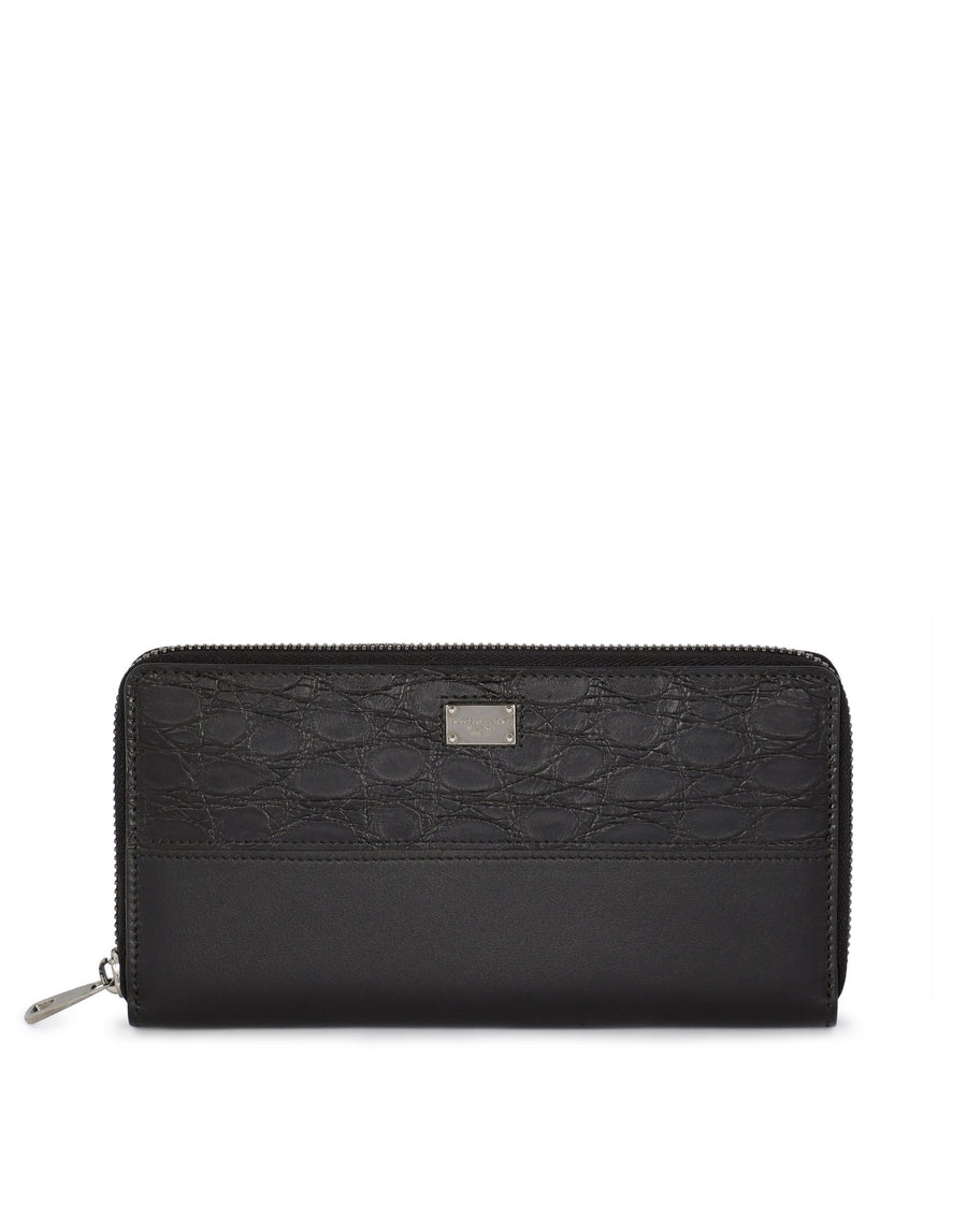 Croc print zip around wallet