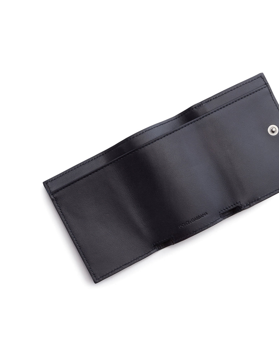 Wallet in bicolour calf leather with heat-pressed logo