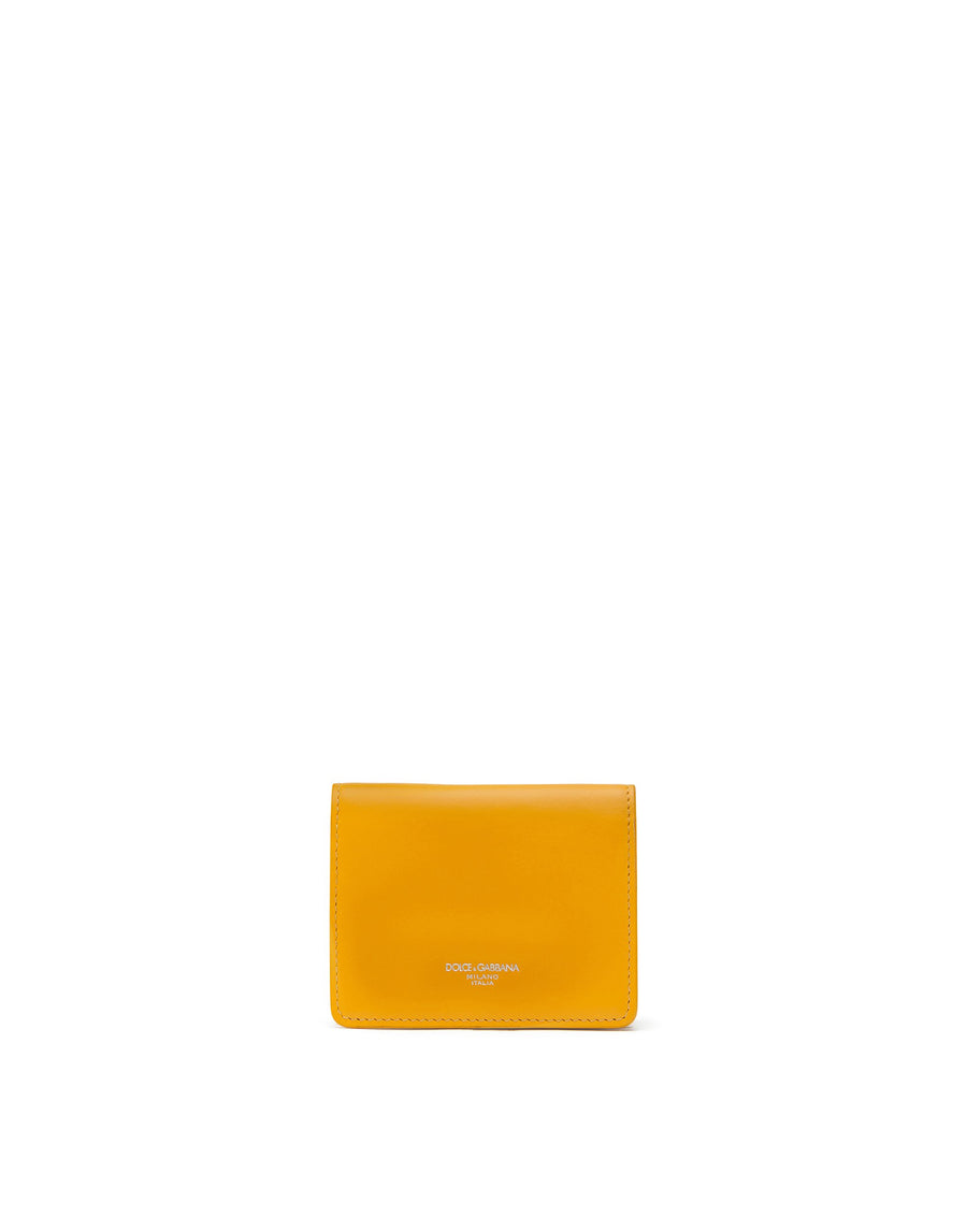 Wallet with shoulder strap in calf leather with heat-pressed logo