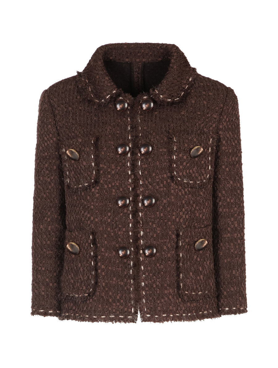 SHORT SINGLE-BREASTED TWEED JACKET