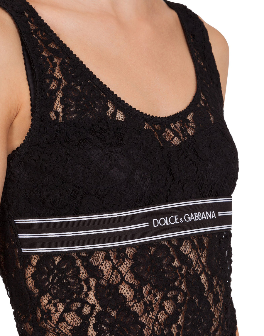 LACE TOP WITH BRANDED ELASTIC