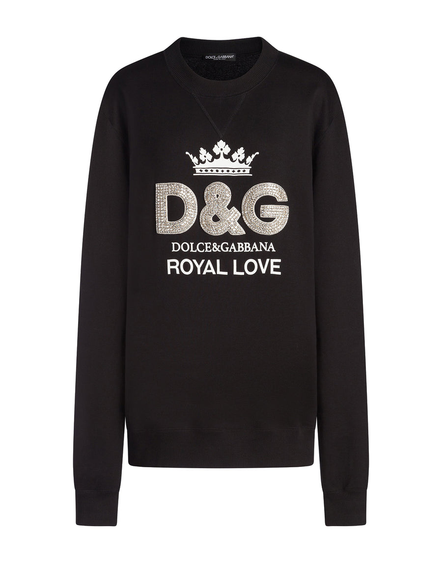 Oversized sweatshirt with crown and rhinestone