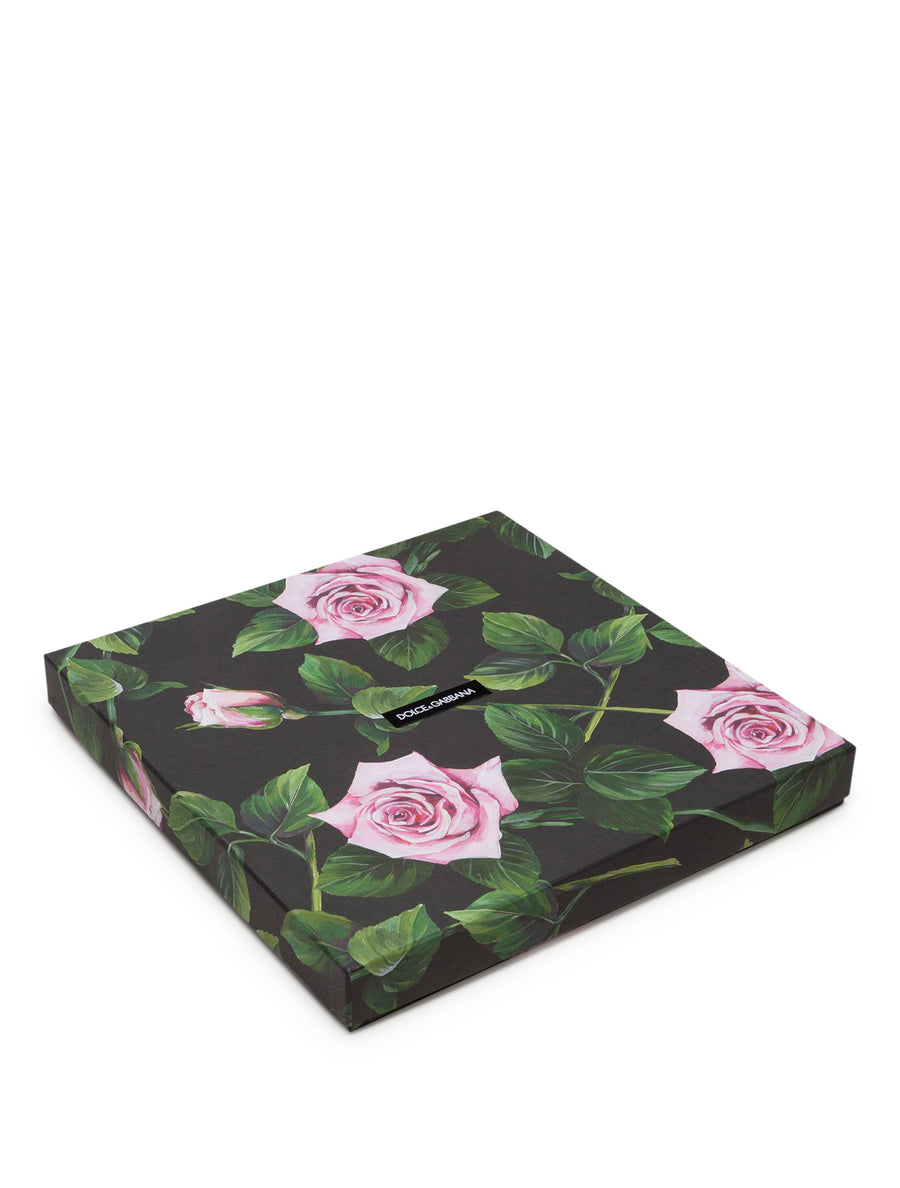 TROPICAL ROSE PRINT CASHMERE AND SILK FOULARD 140 X 140