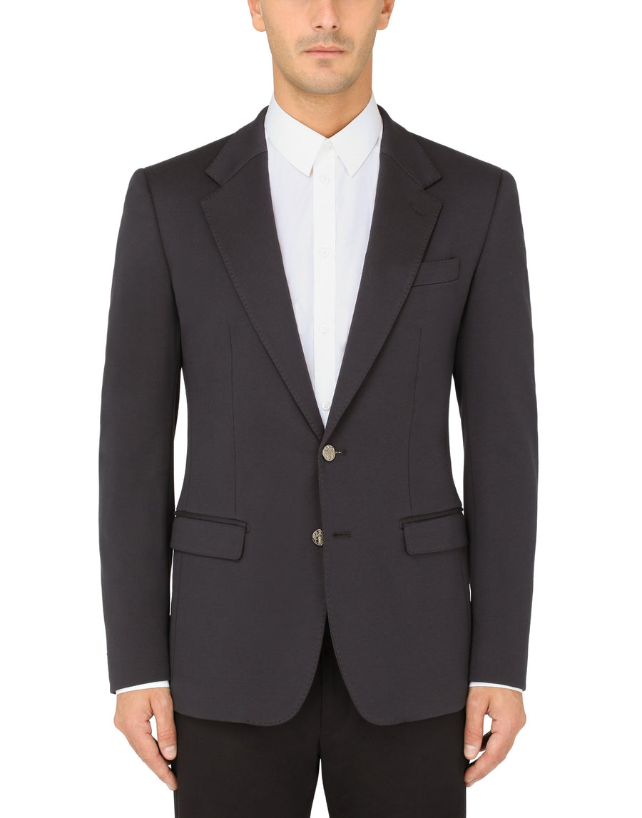 Dolce & Gabbana Jacket With Two Buttons In Solid-Coloured Nylon And Cotton