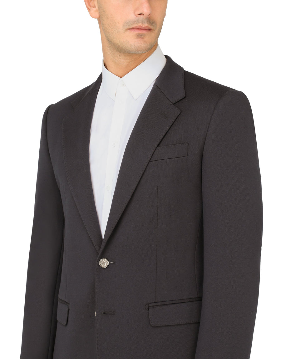 Dolce & Gabbana Jacket With Two Buttons In Solid-Coloured Nylon And Cotton