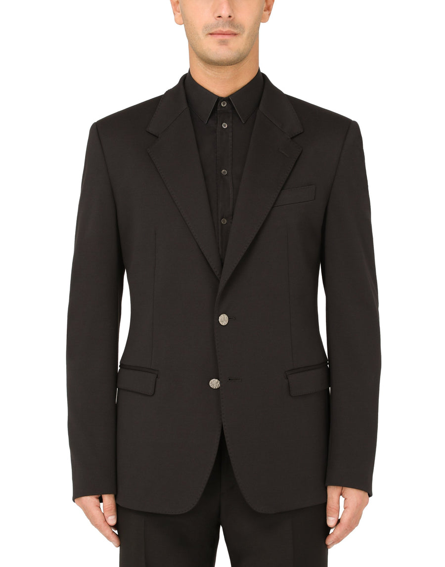 Dolce & Gabbana Coat With Lapels In Solid-Coloured Wool